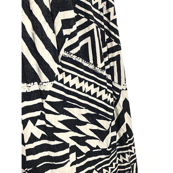 La Vi Sam Lavi Dress Midi Flowy Hi Low Black White Tribal Geometric Boho Sz XS - Picture 4 of 7
